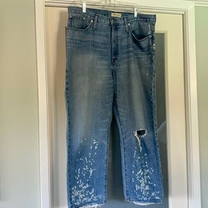 Madewell wide leg distressed painted jeans size 32